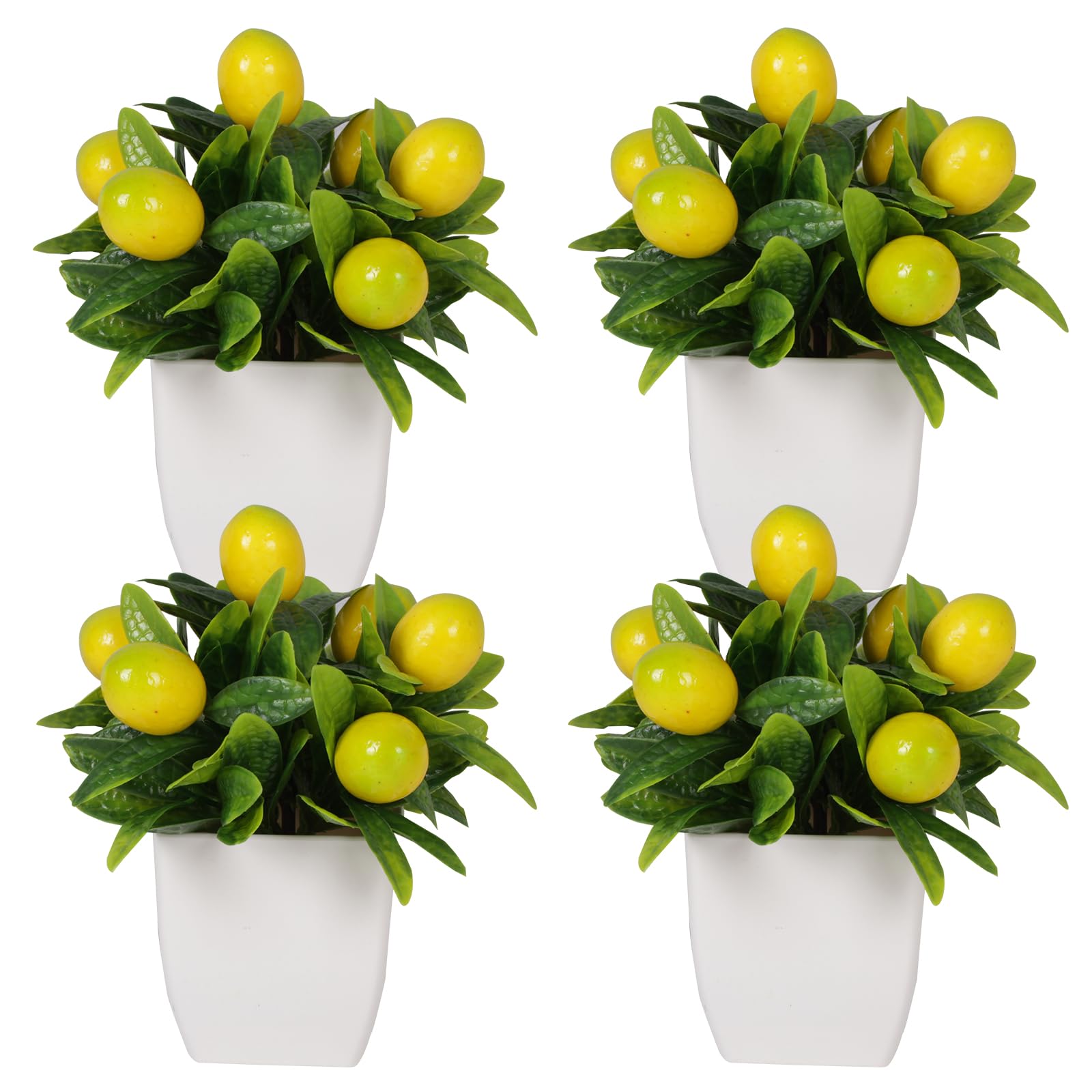 Fruit Artificial Plants Fake Fruit Potted Plant 6inches Fake 4pcs Tree with Small Pot Mini Fake Plant Decor
