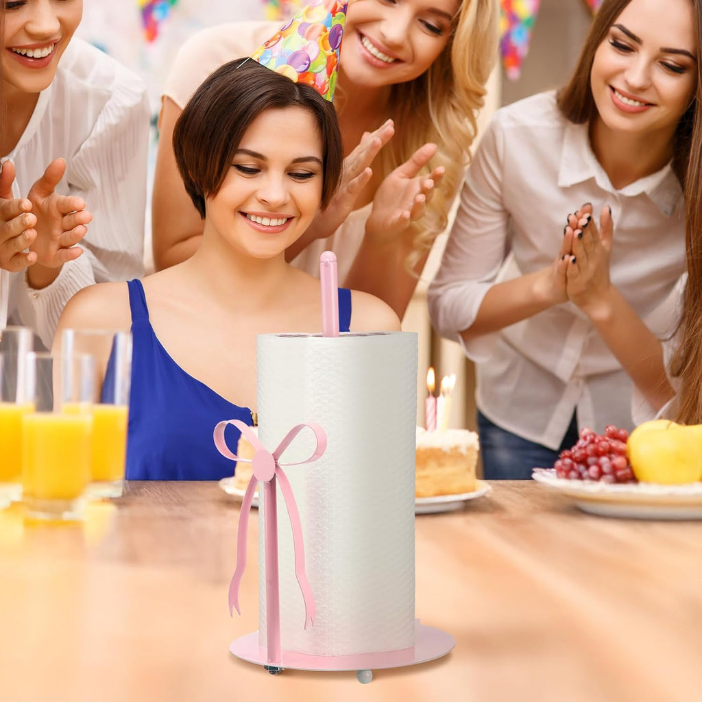 Coquette Pink Bow Paper Towel Holder Cute Metal Pink Bow Knot Kitchen Decor Accessories