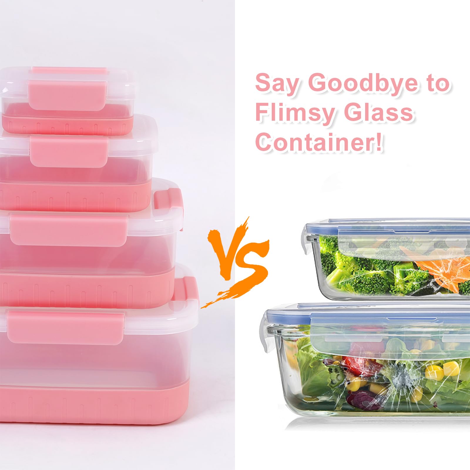 Plastic Food Storage Containers with Leakproof Locking Lids, Stackable Airtight Storage Containers BPA-Free & Freezer Safe, Non-slip Base, Set of 4 Pieces