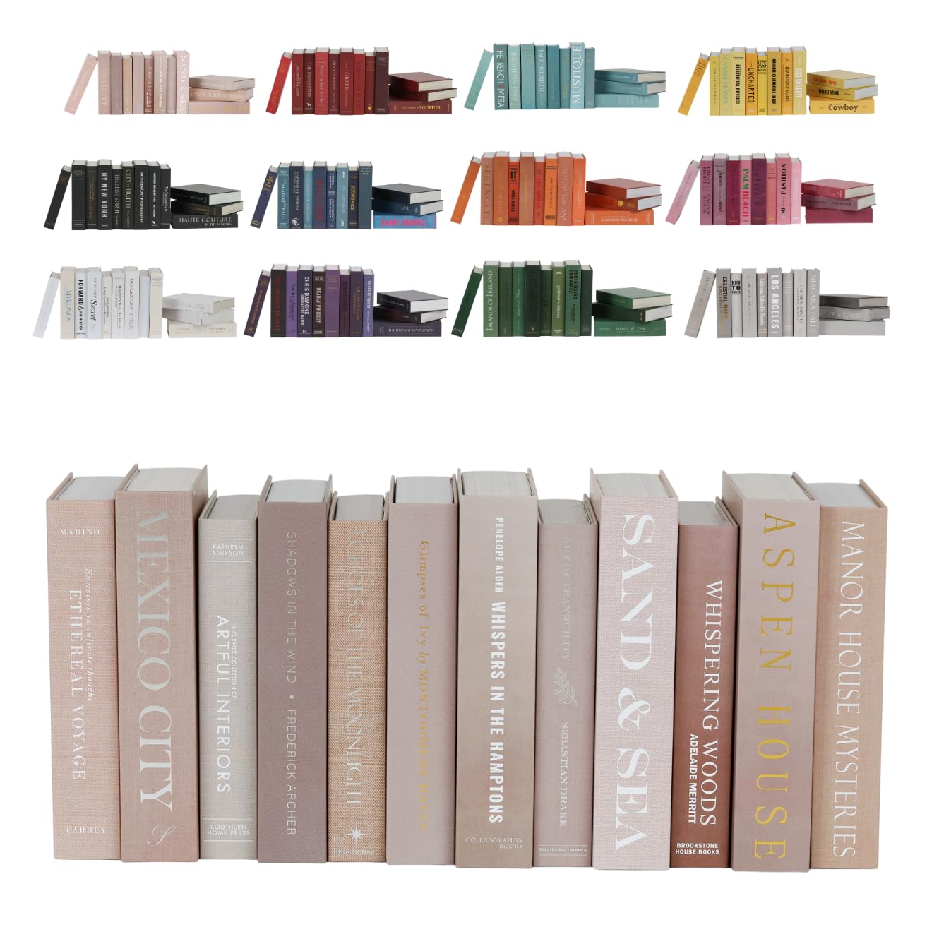 Decorative Faux Books, 12 Fake Books for Bookshelf Decor