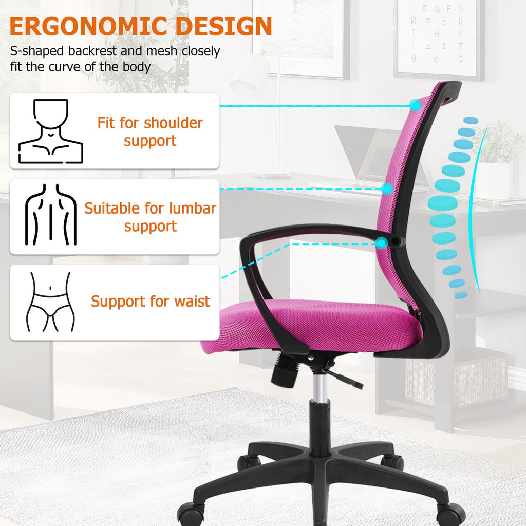 Mesh Desk Chair Ergonomic Computer Chair with Lumbar Support Armrest Mid Back 360 Degree Rolling Swivel Adjustable Height