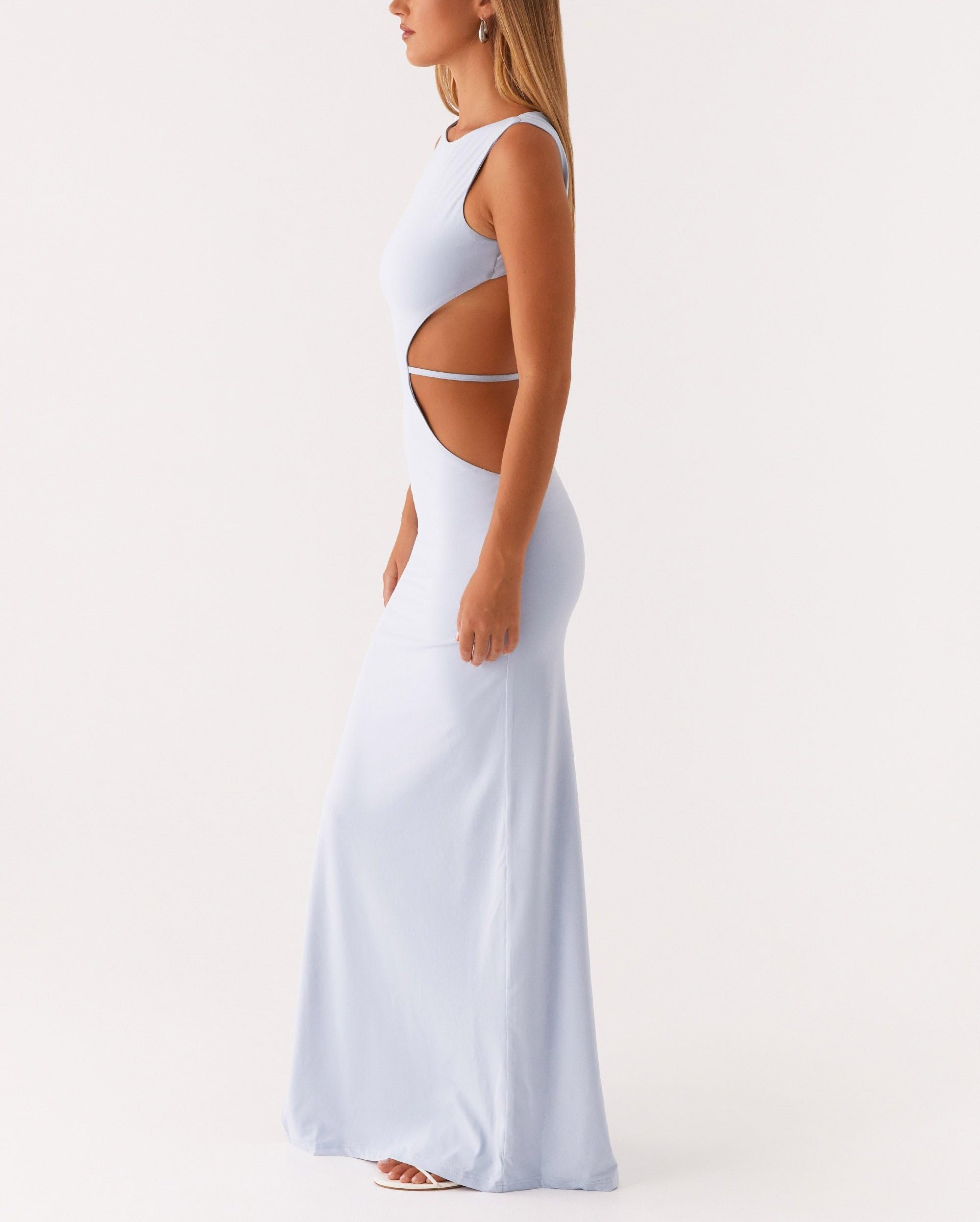 Sexy Cut Out Maxi Dress for Women Spaghetti Strap Backless Bodycon Dress Y2k Hollow Sleeveless Long Dress