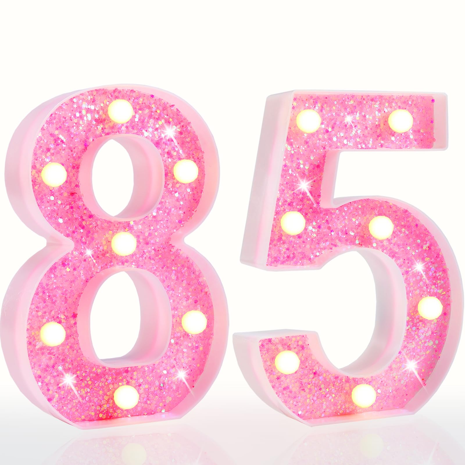 Pink LED Letters Glitter Alphabet LetterS & Numbers Sign Battery Powered