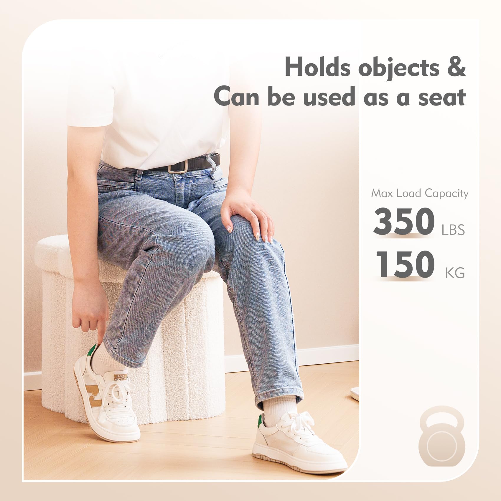 Flower-Shaped Storage Ottoman â€?Boucle Footstool & Seat for Living Room & Dorm