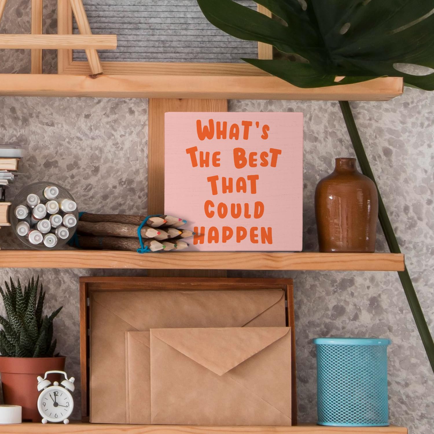 Funky 70s Preppy Wooden Sign, Affirmation Wooden Box Sign Decor, 5x5 Inch