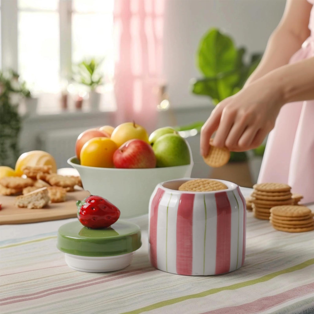 Cookie Jars with Lid Airtight, Hand Painted Ceramic