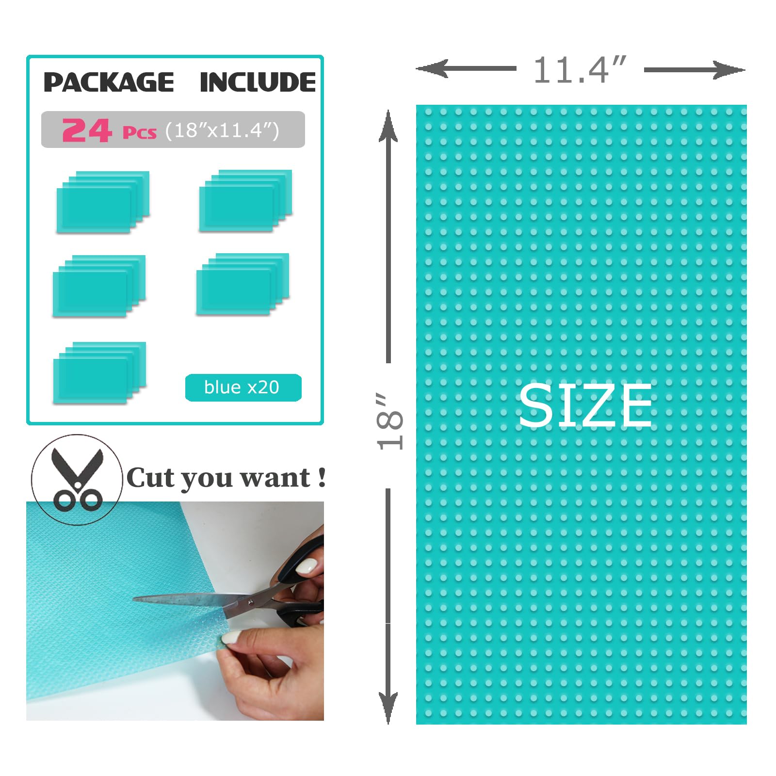 Washable Fridge Liner Mats Covers Pads for Glass Shelf Cupboard Cabinet Drawer Home Kitchen Accessories Organization, 12Pcs Refrigerator Liners