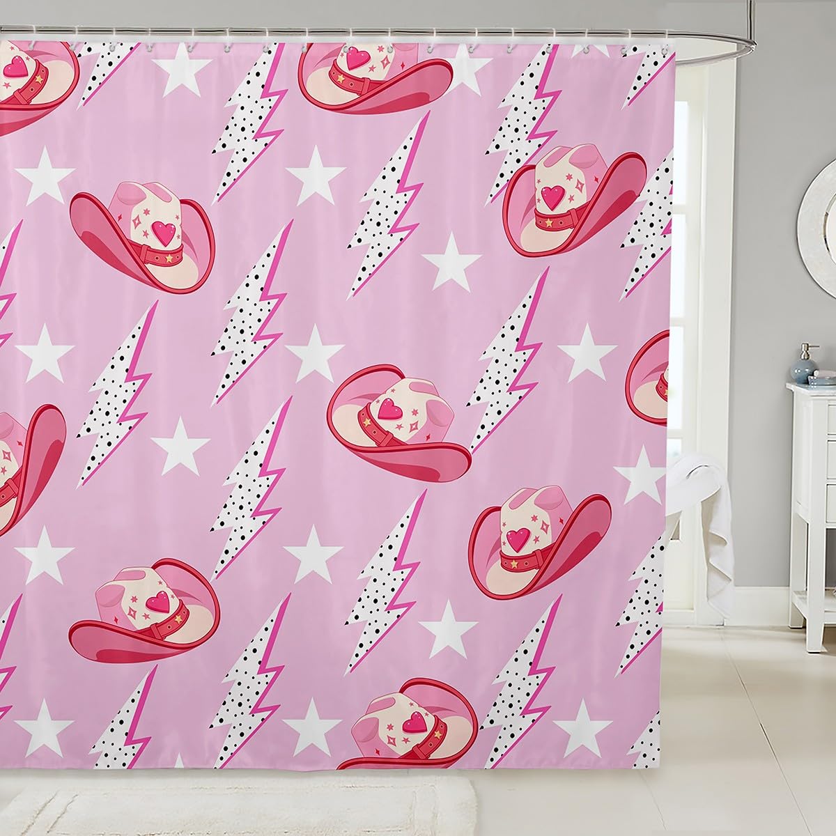 Cute Bathroom Curtains -  Waterproof Curtains, 12 Hooks Suits