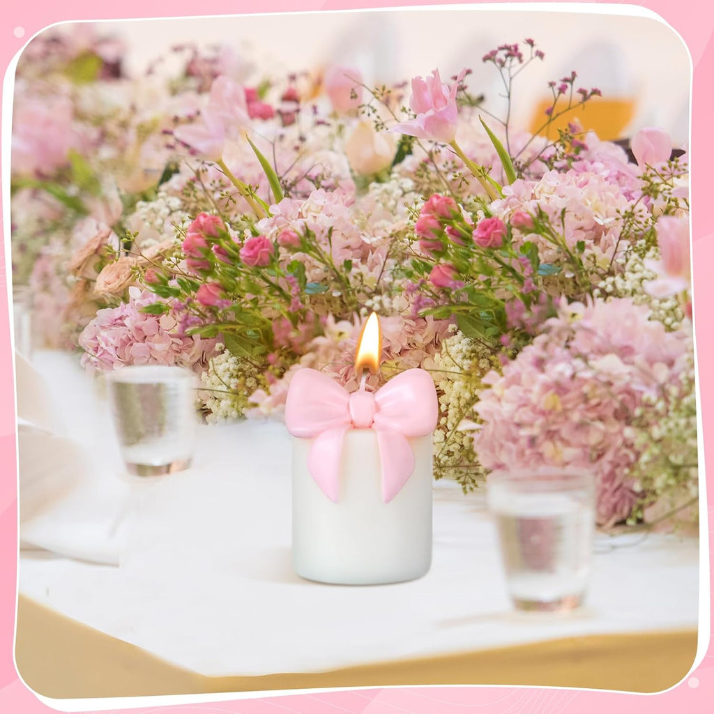 Small Pink Bow Candle Cute Freesia Scent Soy Wax Bow Knot