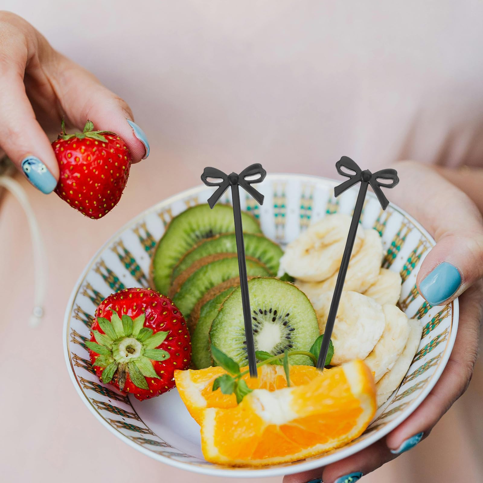 Fruit Fork Black Bow Cocktail Pick