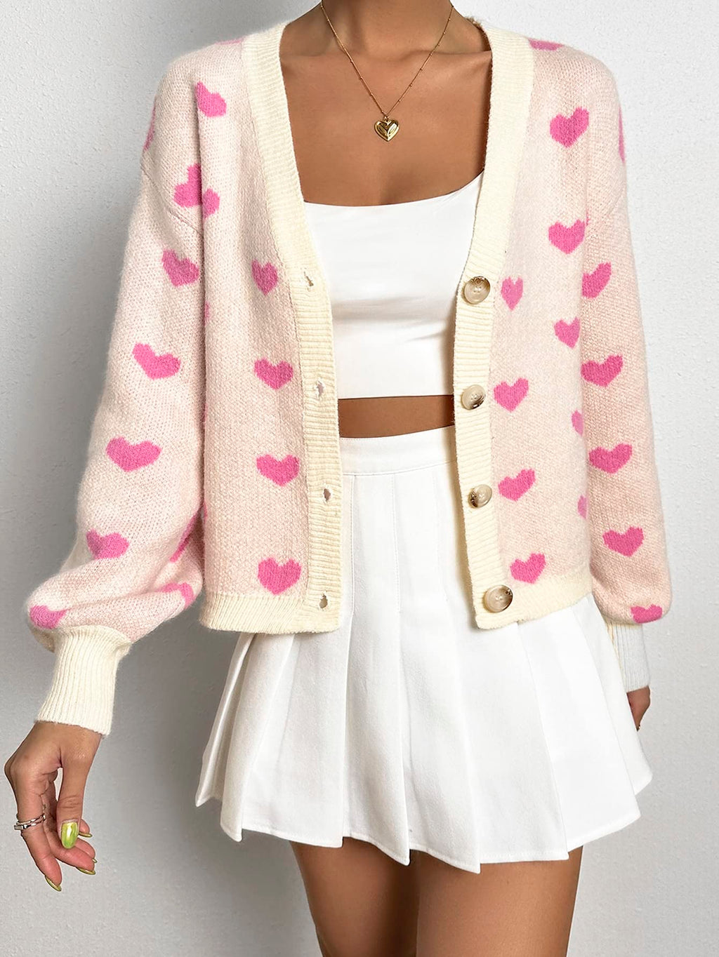 Women's Cute Cropped Cardigan Open Front Long Sleeve Ribbed Knit Sweater