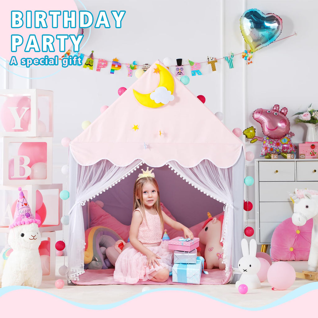 Kid Tent with Mat, Star Lights - Kids Play Tents for Toddlers Kids Tents Indoor Playhouse - Princess Tent for Girls Toy House