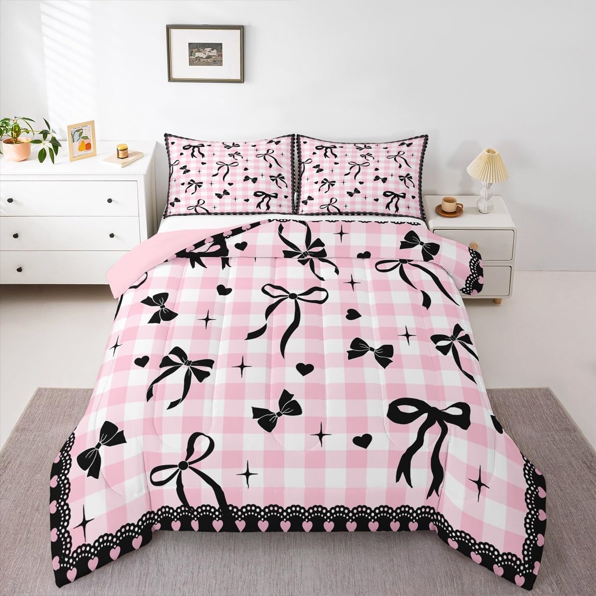 Dreamy Sweet Princess Style Quilt Set Reversible Duvet Insert, 2 Pillowcases