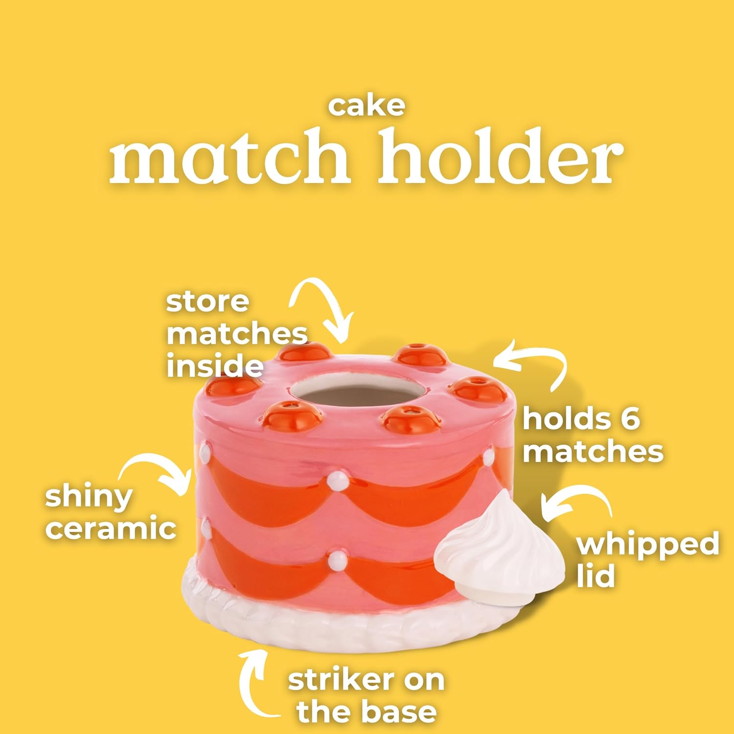 Cute Vintage Inspired Pink Cake Matchstick Holder