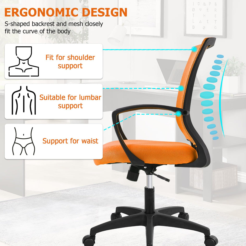 Mesh Desk Chair Ergonomic Computer Chair with Lumbar Support Armrest Mid Back 360 Degree Rolling Swivel Adjustable Height