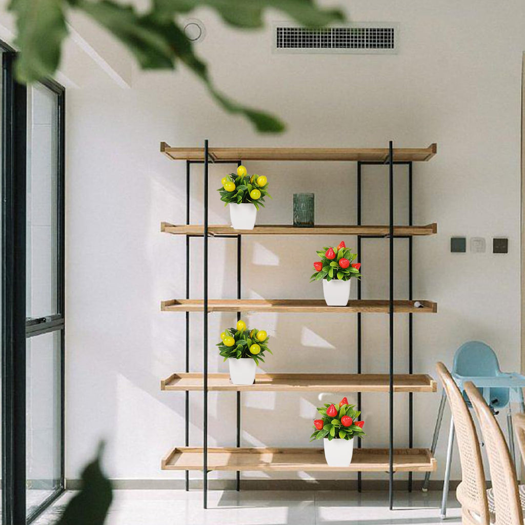 Fruit Artificial Plants Fake Fruit Potted Plant 6inches Fake 4pcs Tree with Small Pot Mini Fake Plant Decor