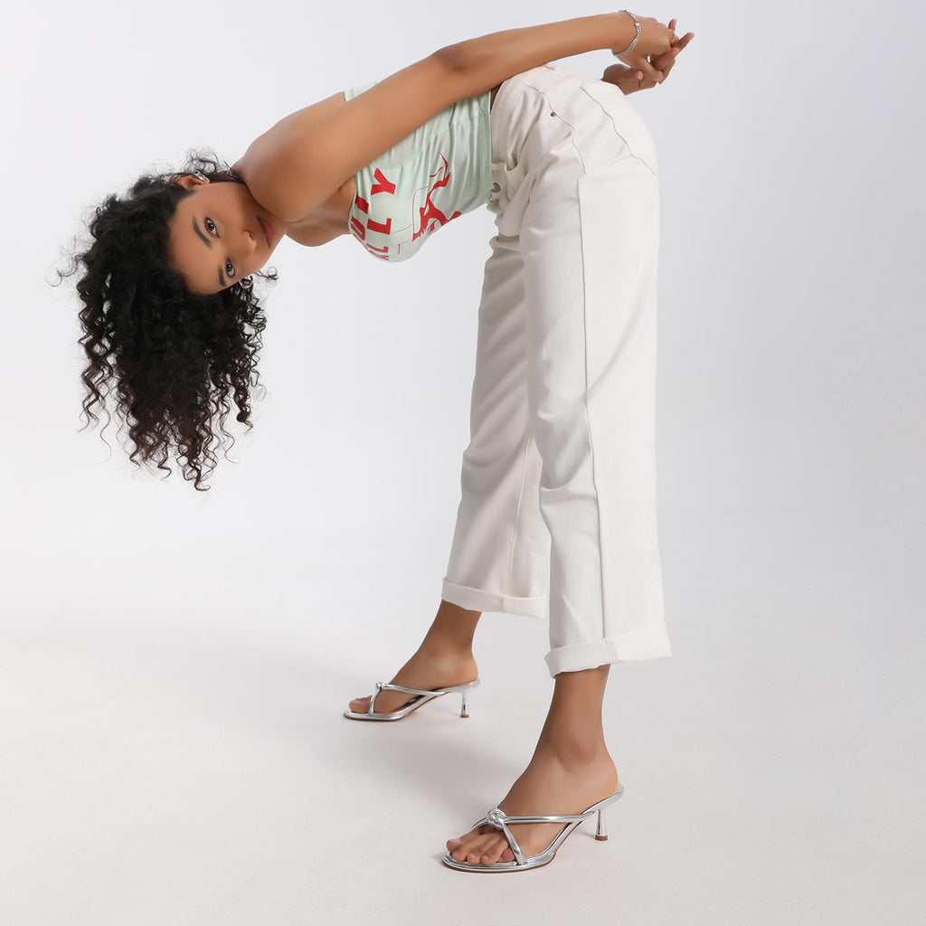 Womens Heeled Sandals Rounded Open Toe Kitten Heels Slip on Bow Mules Sandals