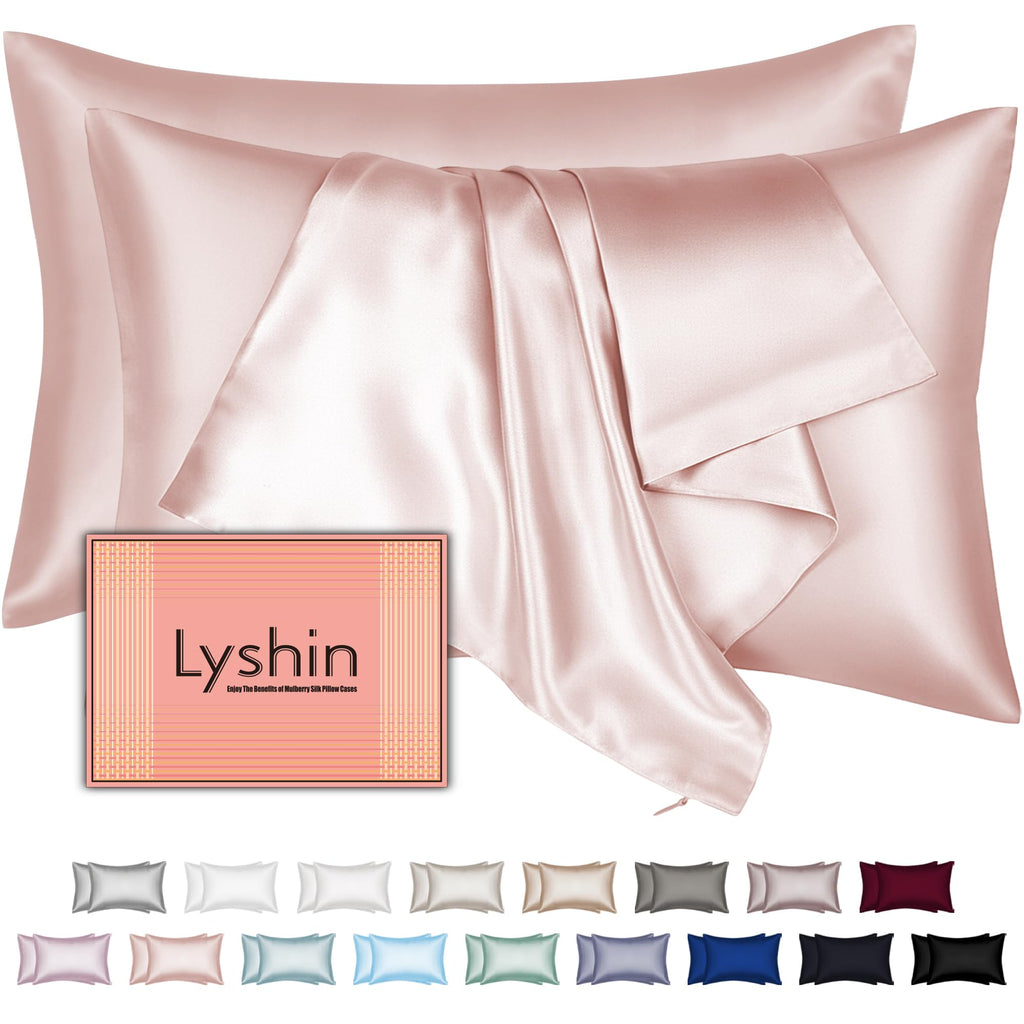 Silk Pillow Cases with Hidden Zipper, Ultra Smooth and Soft Breathable Cooling Silk Satin Pillowcase