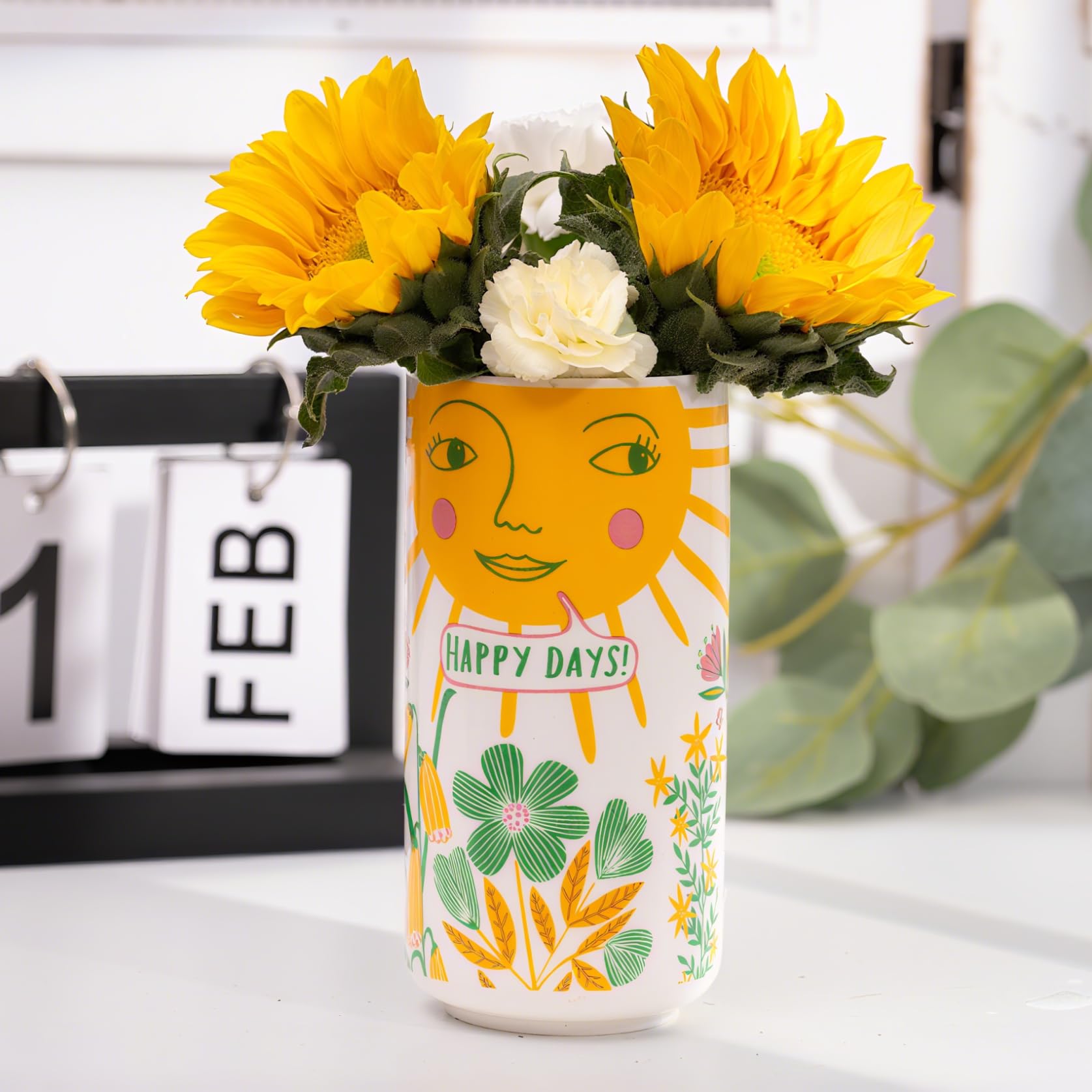 Ceramic Vase-Unique Aesthetic Design for Funky Flower Decor-Perfect Summer Fruit Theme