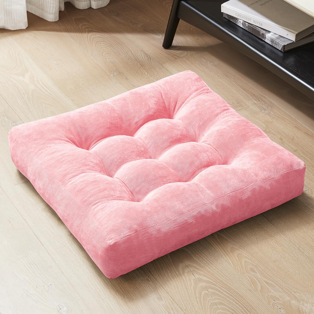 Square Large Pillows Seating Meditation Floor Pillow, Tufted Corduroy Cushion for Living Room