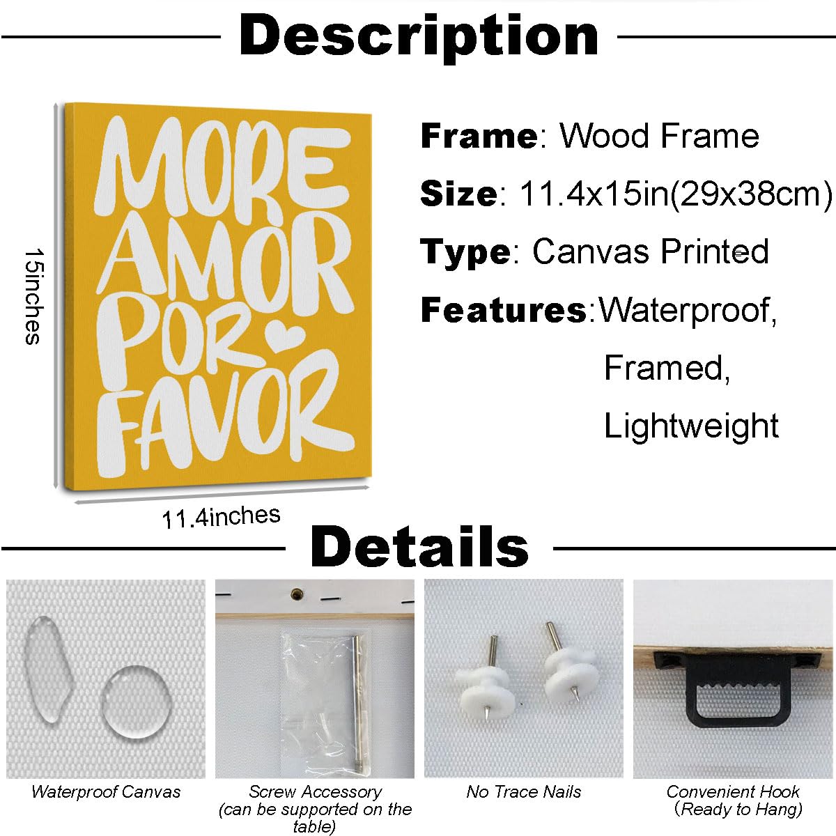 Love Quote Framed Preppy Canvas Wall Art Aesthetic Poster