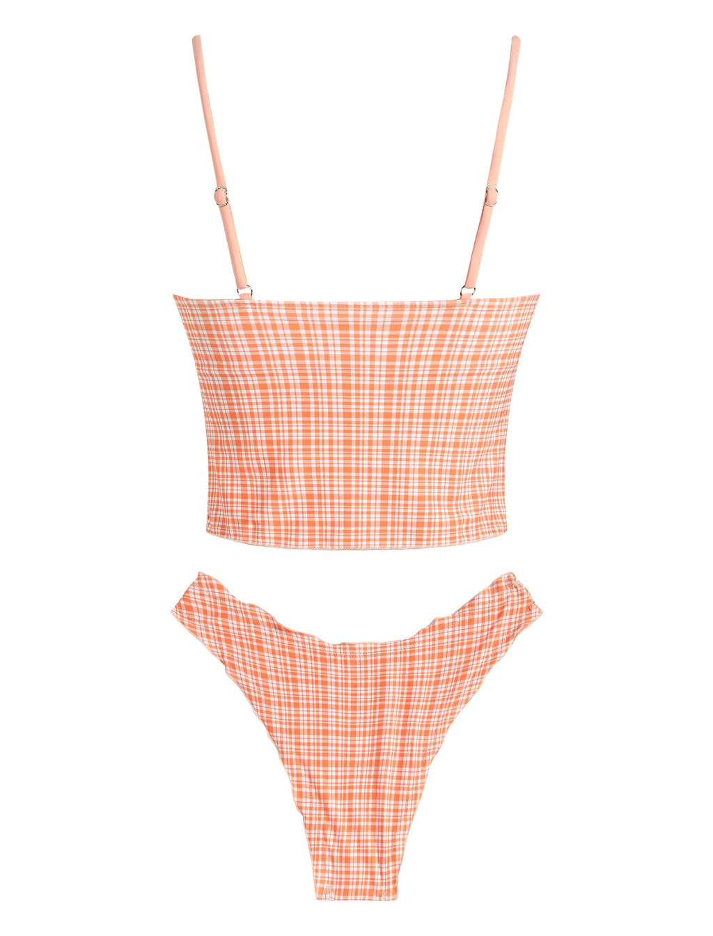 Tankini Swimsuits for Women Smocked Ruffles Tie Front Bowknot Textured High Cut Tanga Tankini Set