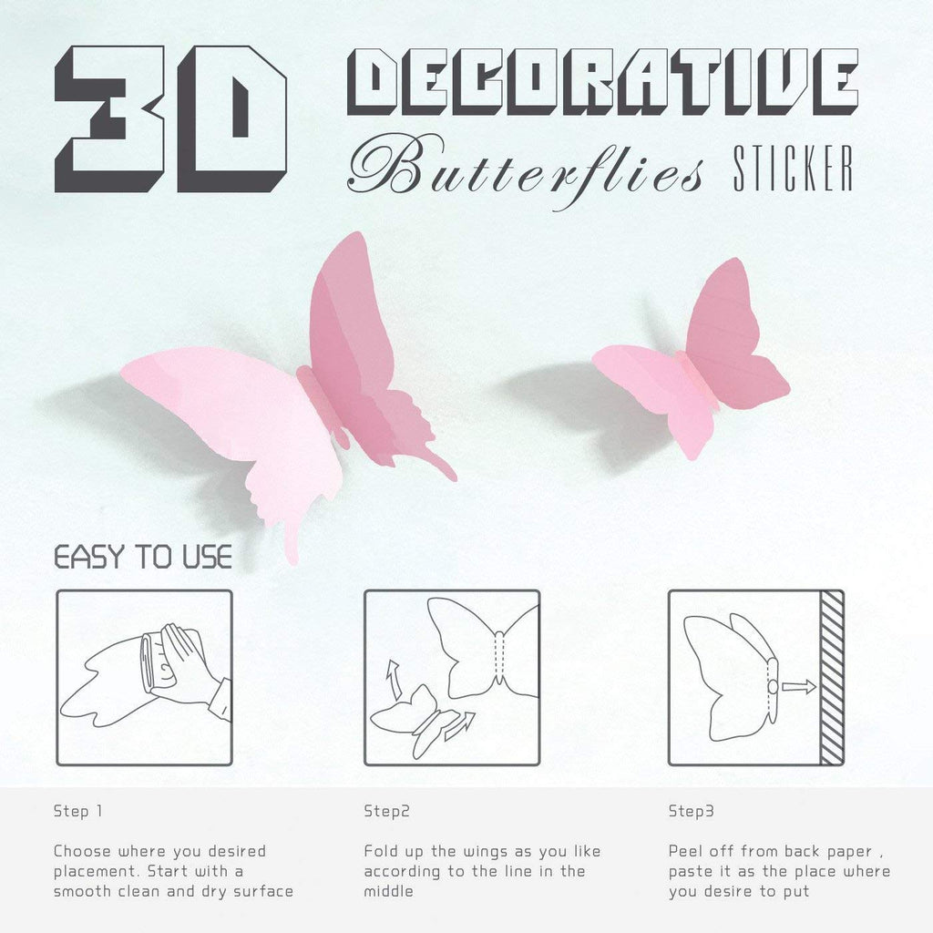 Removable 24pcs 3D Butterfly Mural Wall Stickers Decal