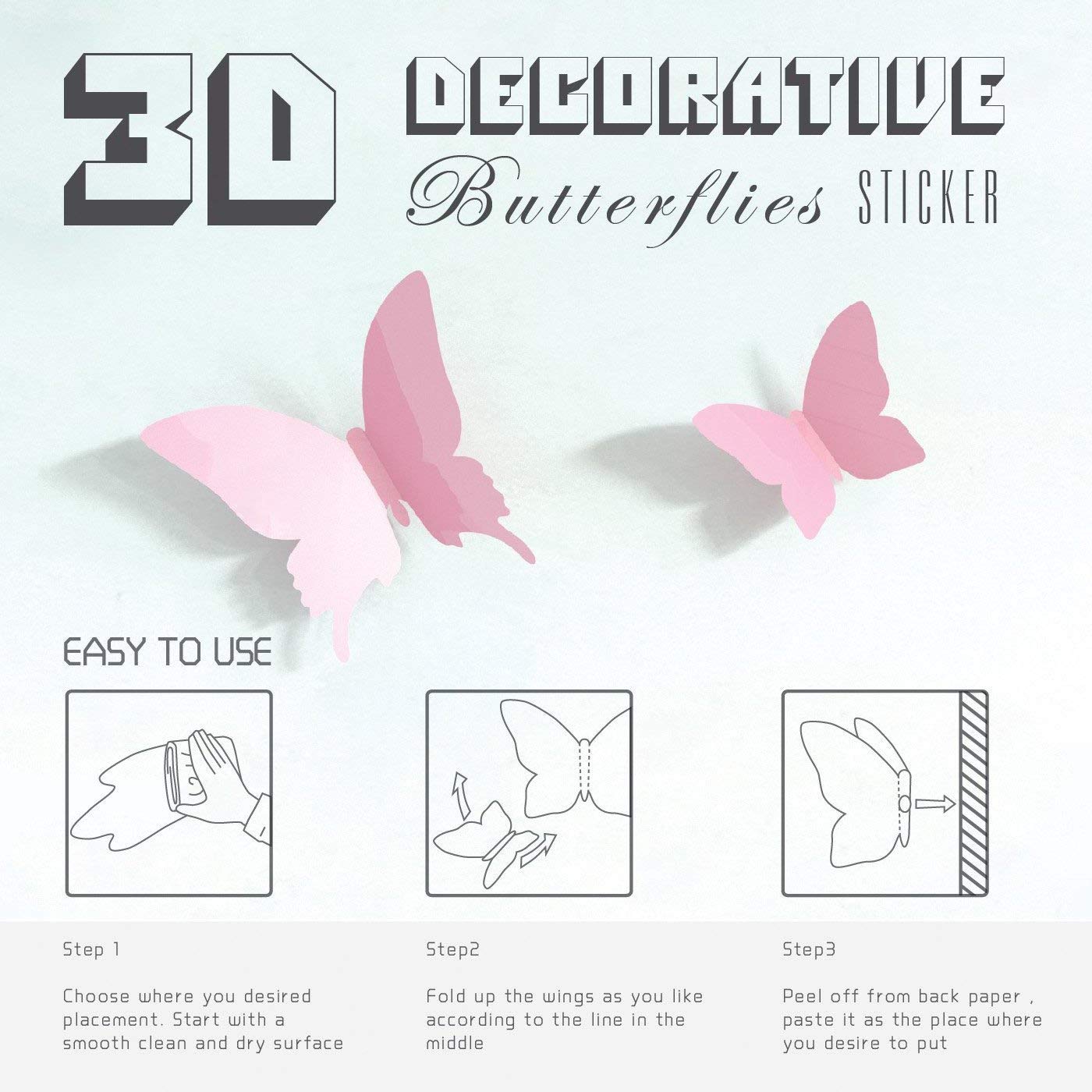 Removable 24pcs 3D Butterfly Mural Wall Stickers Decal