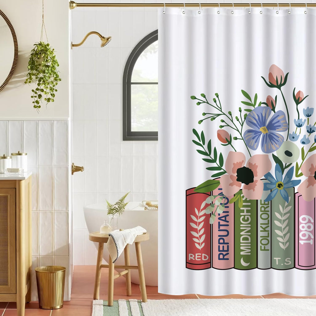 Cute Shower Curtain for Bathroom Modern Aesthetic Funky Decorative, Pretty Chic Cloth Set with Hooks, 72x72 Inch