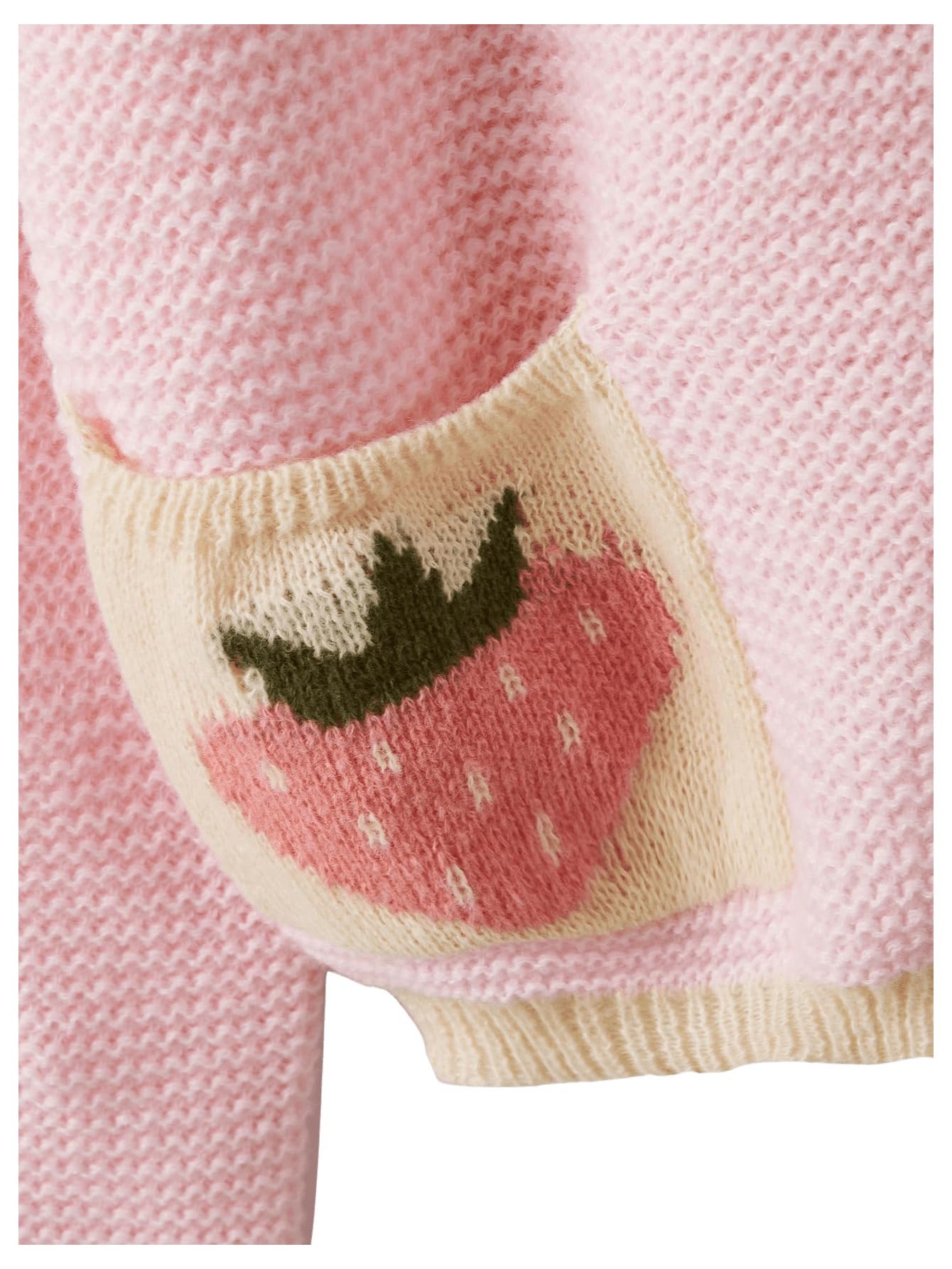 Women's Strawberry Pattern Open Front Bishop Sleeve Casual Cardigan