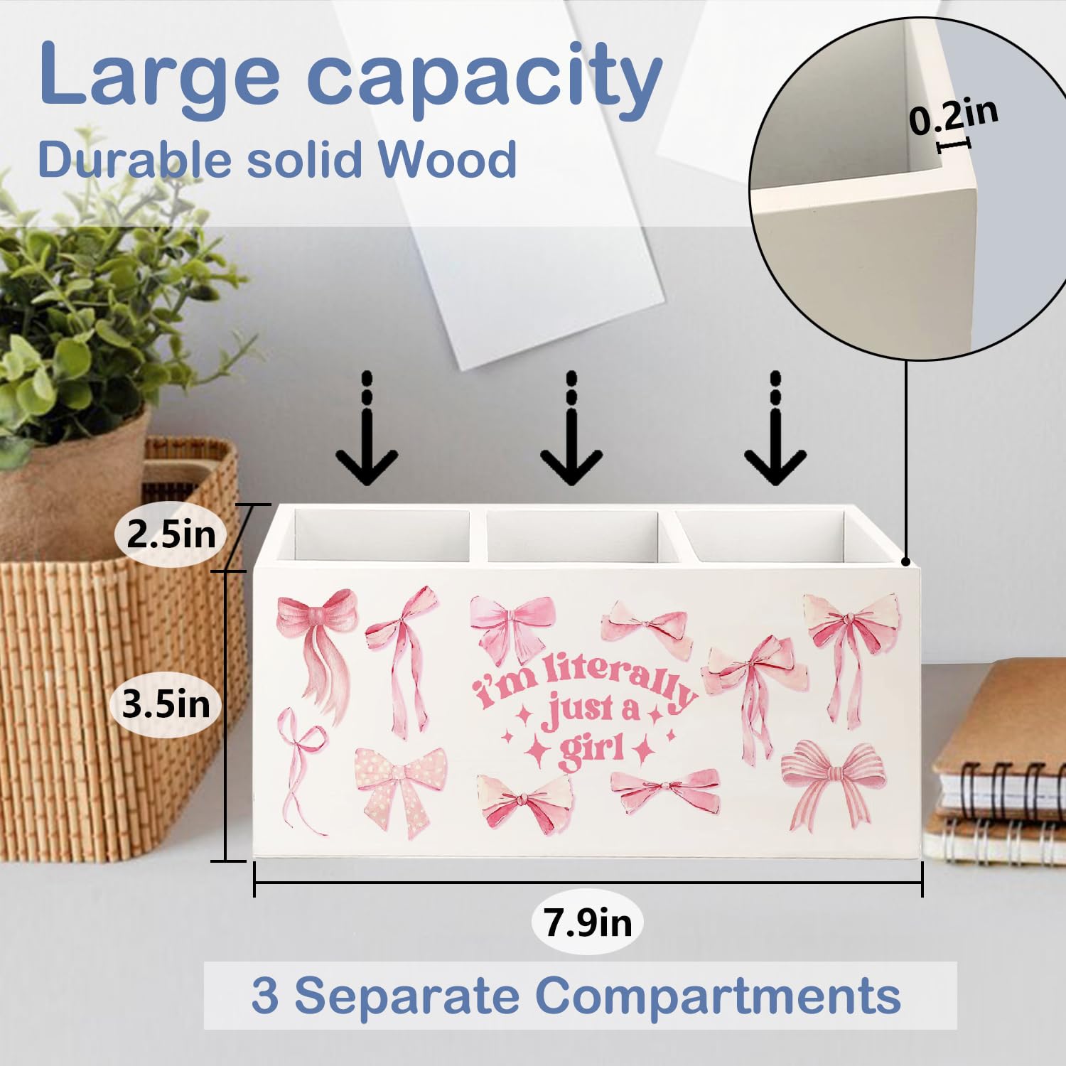 Coquette Bow Preppy Pen Holder, Preppy Desk Decor, Pen Pencil Holder Organizer for Office Desk Accessories