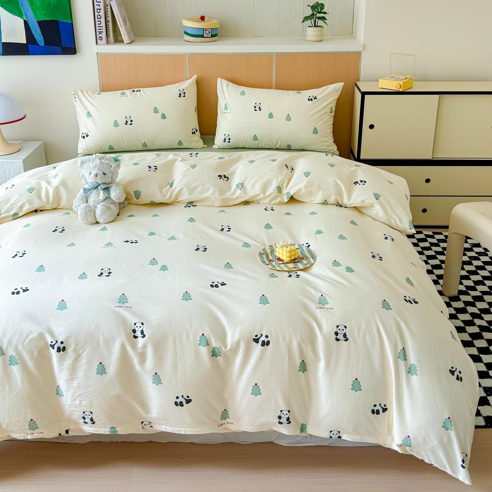 Cute Duvet Cover Sets 100% Cotton Bedding Comforter Cover Full 2 Pillowcases