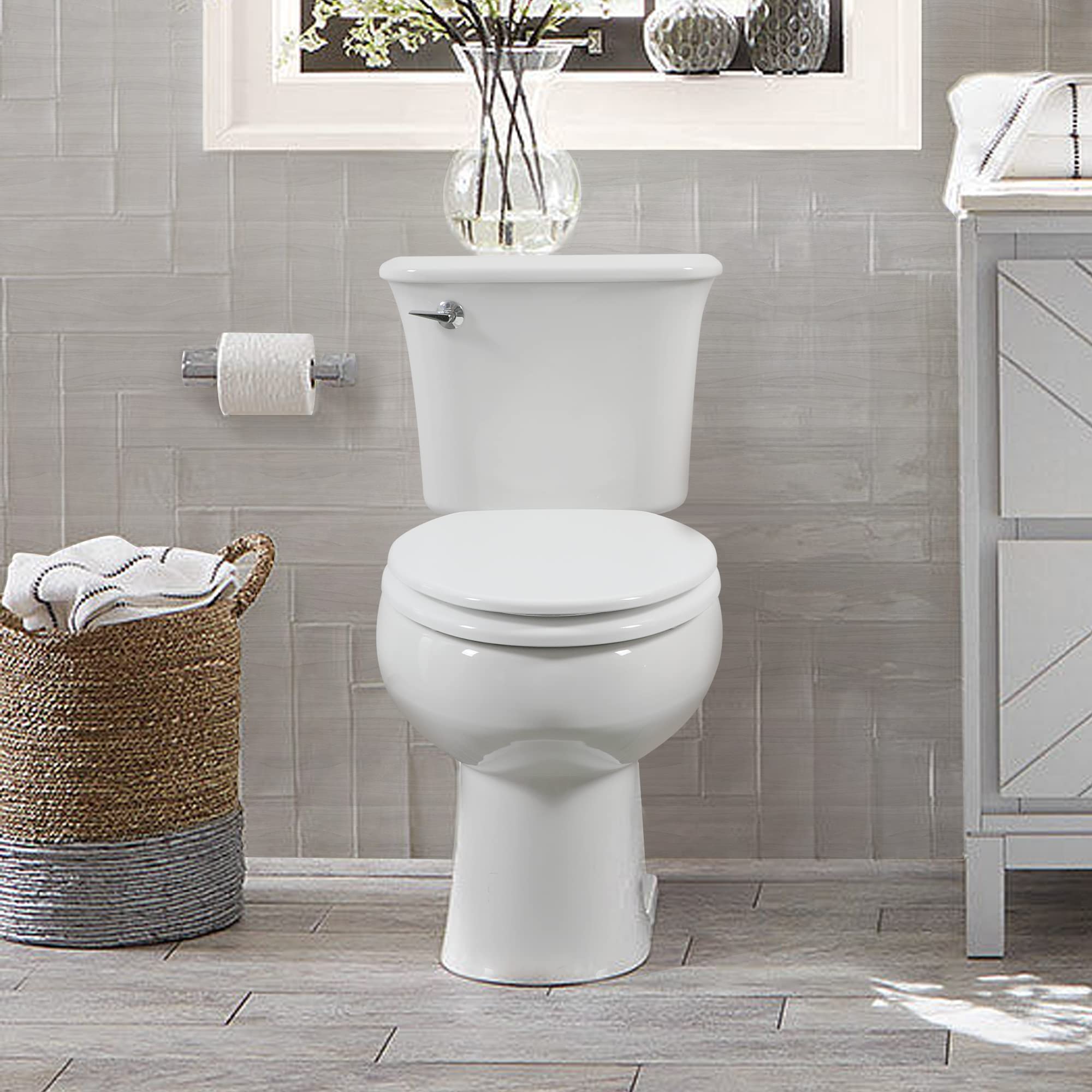 Round Toilet Seat Natural Wood Toilet Seat with Zinc Alloy Hinges, Easy to Install also Easy to Clean, Scratch Resistant