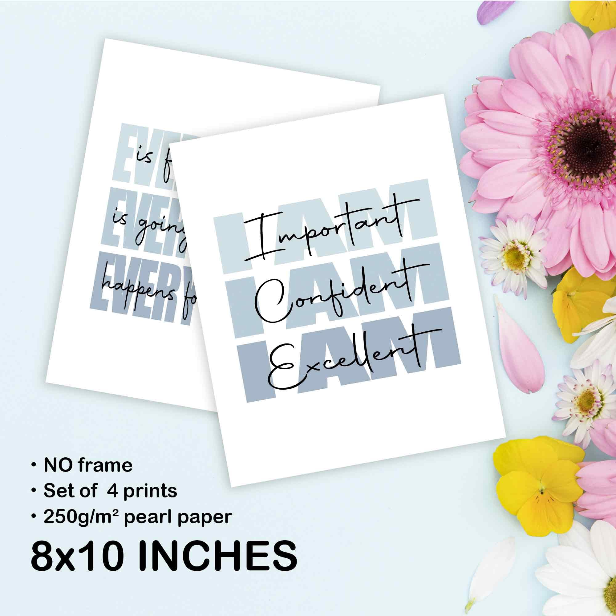 Set of 4 Inspirational Posters â€?Motivational Wall Art for Teen Girls & Women (8x10)