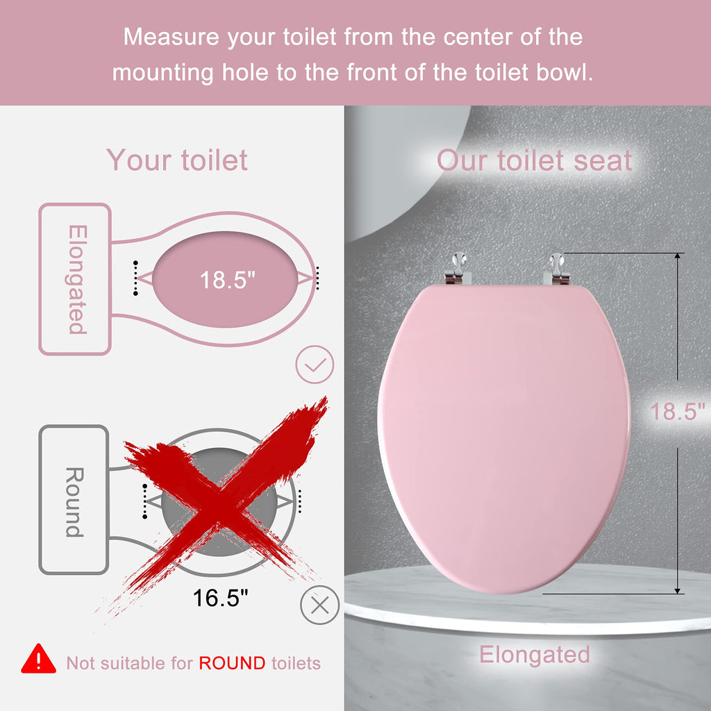 Round Toilet Seat Natural Wood Toilet Seat with Zinc Alloy Hinges, Easy to Install also Easy to Clean, Scratch Resistant