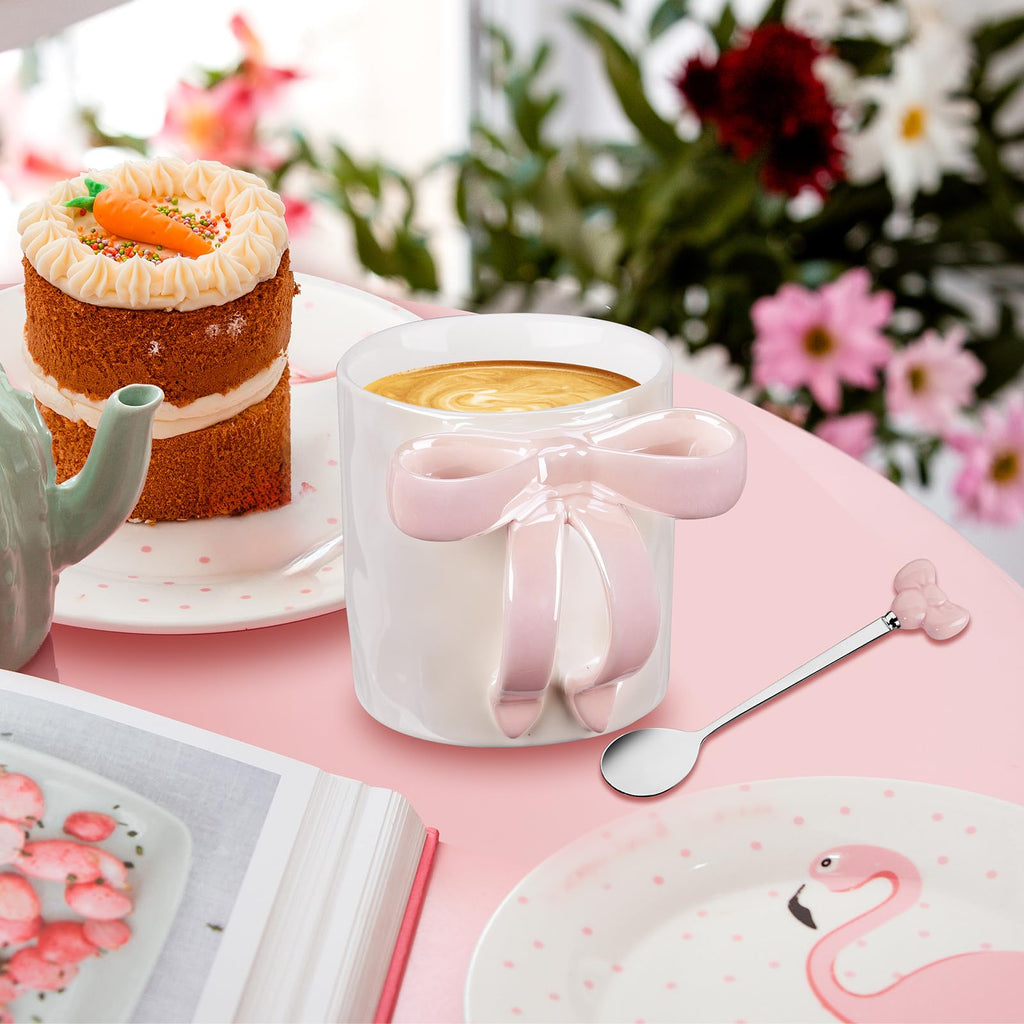 Ceramic Bow Handle Mug, Electroplated Finish with Shimmering Starry Glow, High-Temperature Fired for Durability 12OZ