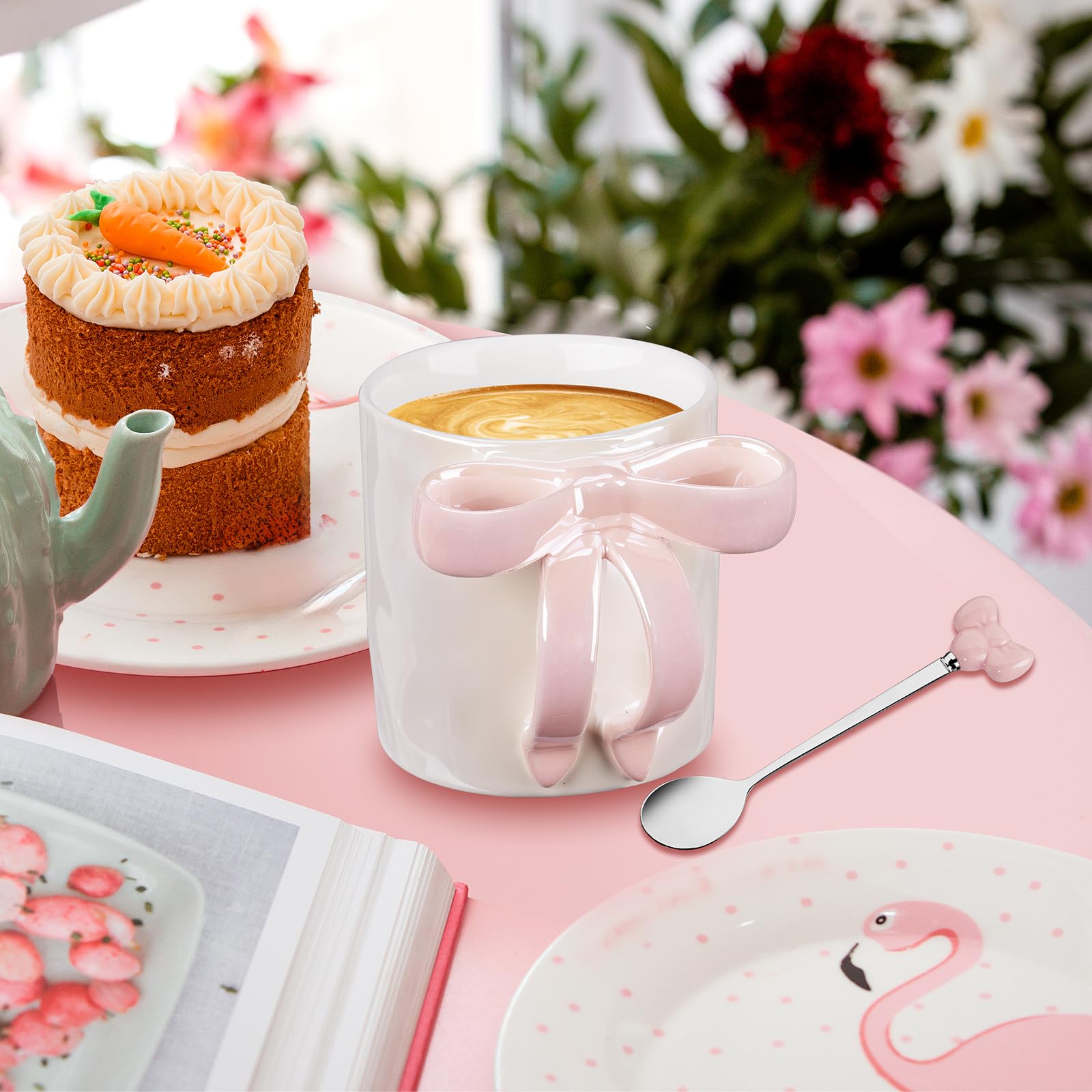 Ceramic Bow Handle Mug, Electroplated Finish with Shimmering Starry Glow, High-Temperature Fired for Durability 12OZ