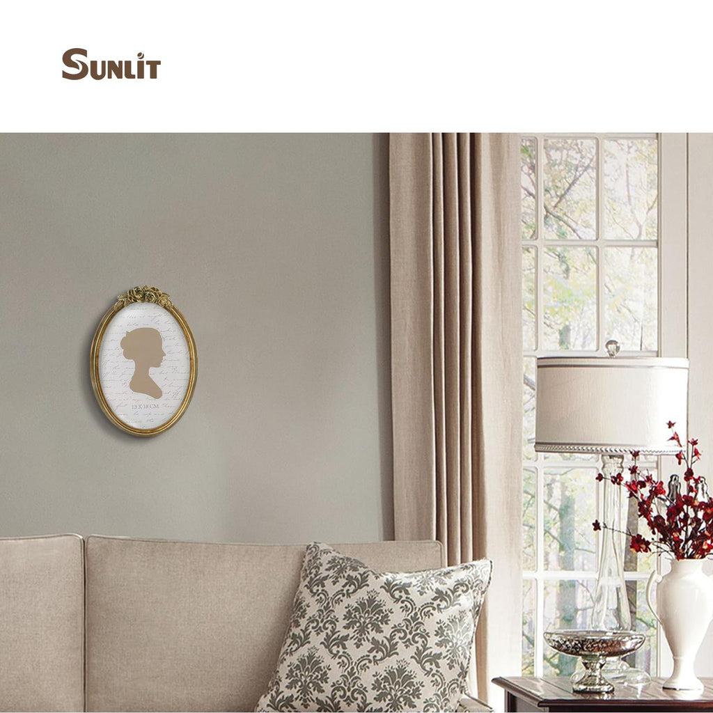 Vintage Picture Frame, Oval Antique Photo Frames with Glass Front, Luxury Photo Display, Tabletop Wall Hanging