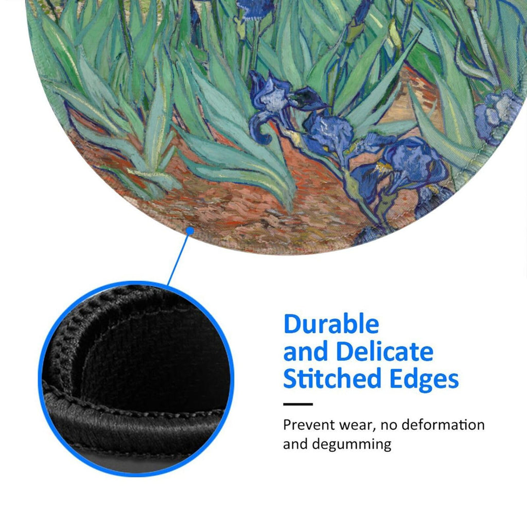 Round Mouse Pad Desk Top - Stitched Edges 8 X 8 Inch