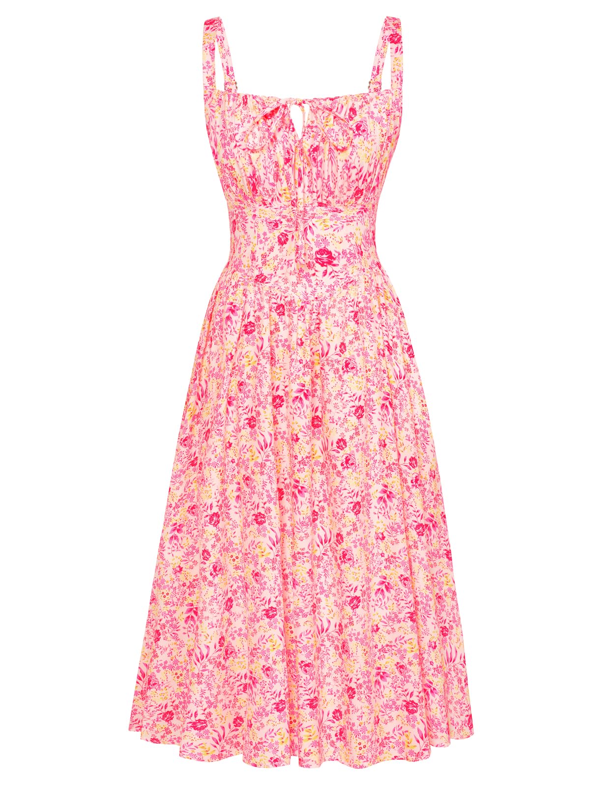 Floral Printed Corset Dress Ruched Bust Cami Flowy Sundress