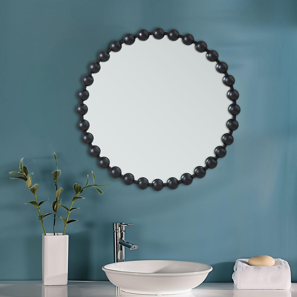 Metal Spherical Frame Round Mirror 36" Diameter