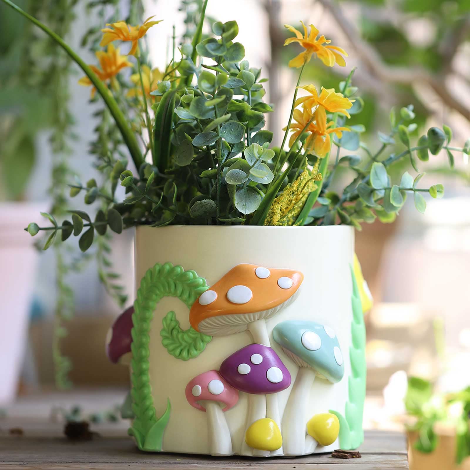 Colorful Squiggle Lines Planters Cute Unique Rainbow Planter with Drainage, Vintage Retro Flower Plant pots for Indoor & Outdoor Plants, Eclectic Succulent Gardening Pot for Boho Modern Décor