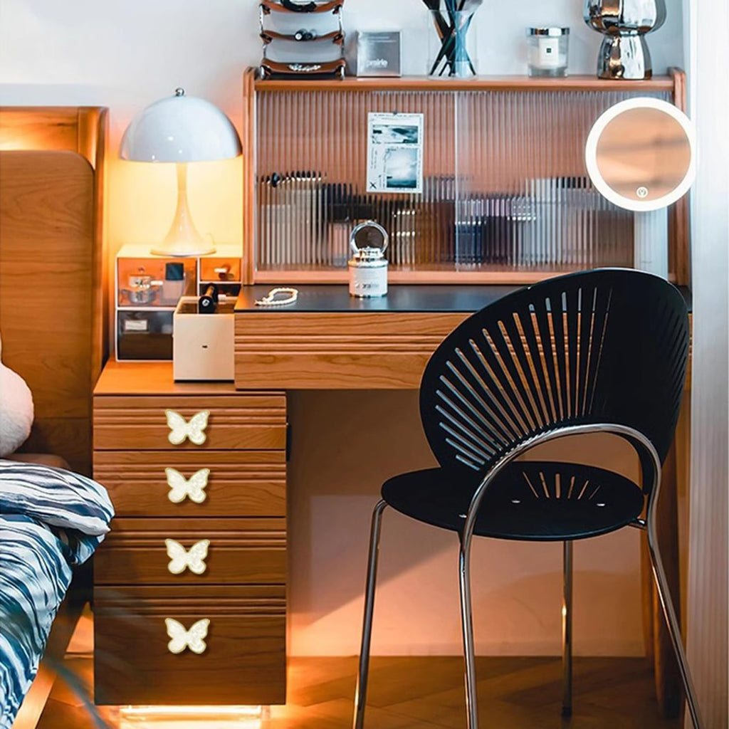 Butterfly 6 pcs Shape Knobs Handle Gold Cabinet Knobs Decoration Door Handle Single Hole Handles Cabinet Drawer Dresser Kitchen Wardrobe Furniture Hardware Pulls