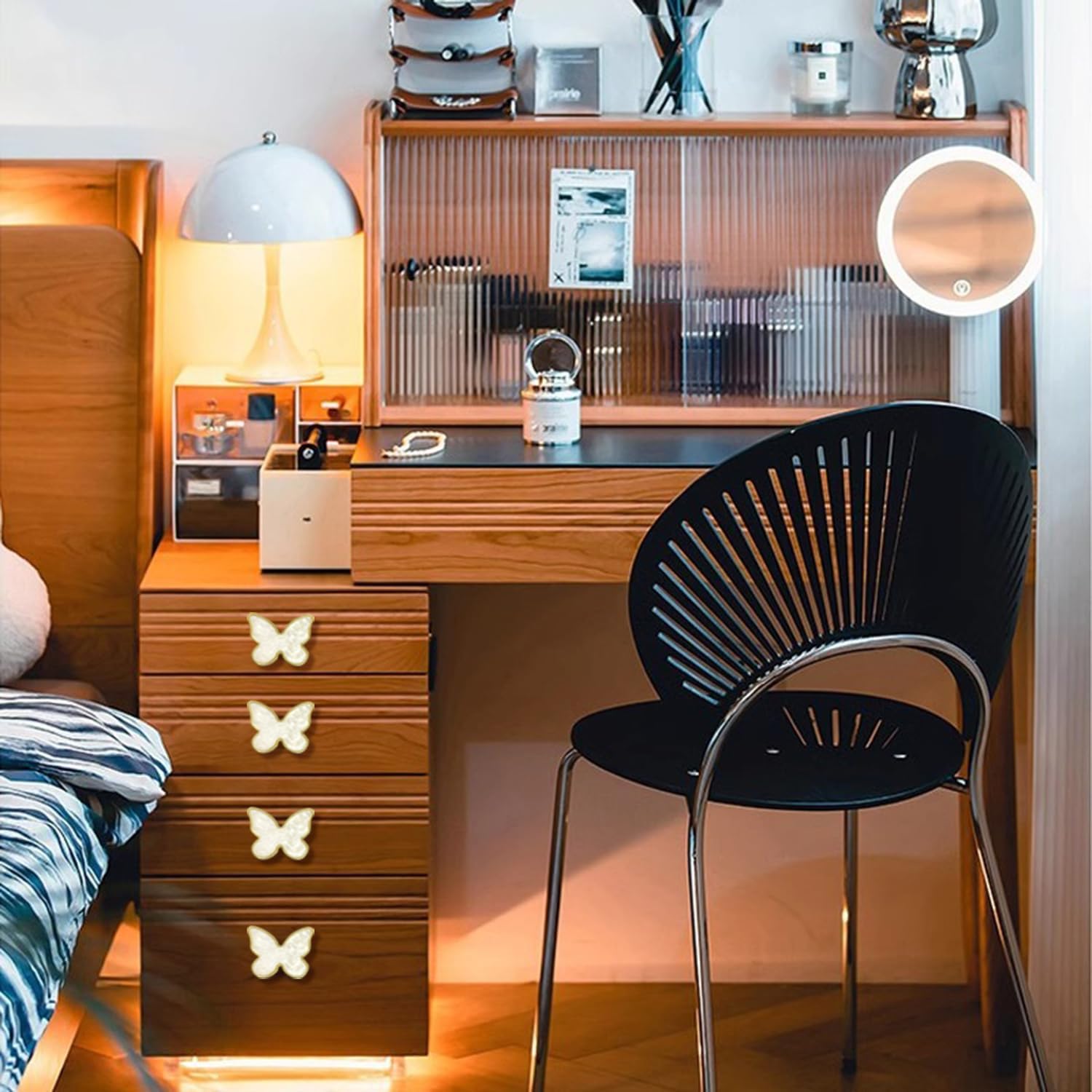 Butterfly 6 pcs Shape Knobs Handle Gold Cabinet Knobs Decoration Door Handle Single Hole Handles Cabinet Drawer Dresser Kitchen Wardrobe Furniture Hardware Pulls