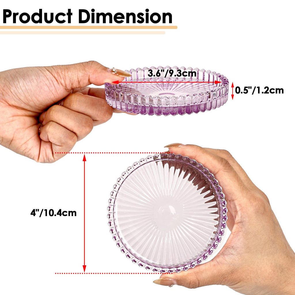 Modern Clear Coaster Set of 8- Glass Coasters for Drinks Crystal Coasters Round Cup Coasters