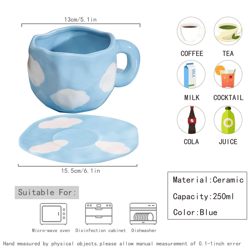 Coquette Bow Coffee Mug Personalized Set with Saucer Mug Porcelain Coffee Tea Cup 12oz