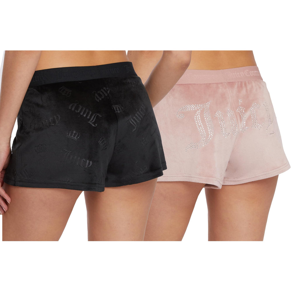 Juicy Couture Velvet Fleece Shorts 2 Piece Designer Pajama Set for Women, 2-Pack Sleep and Lounge Shorts