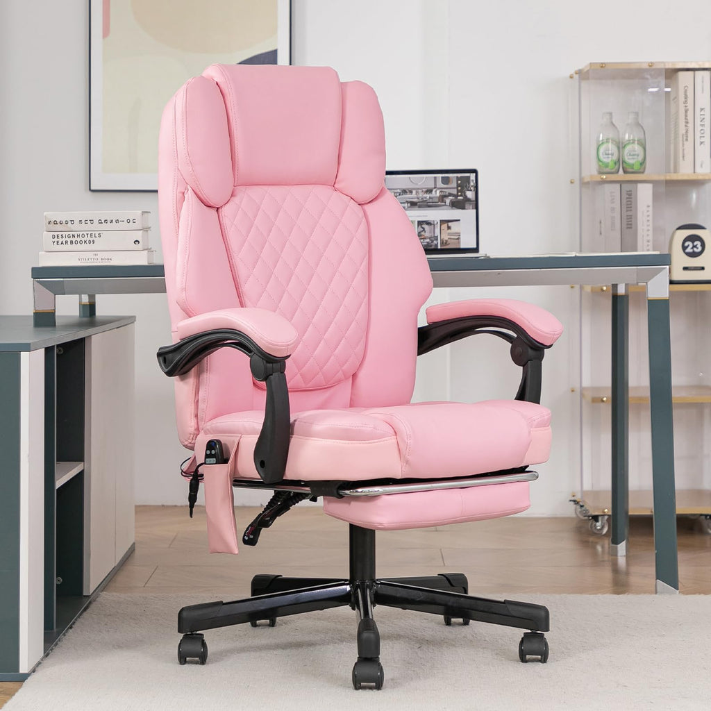 Massage Office Chair with Heat 6 Vibration Points, High Back & Heat, Executive Desk Chair, Big and Tall Office Chair 400lbs, Comfortable Ergonomic Reclining Managerial Chair