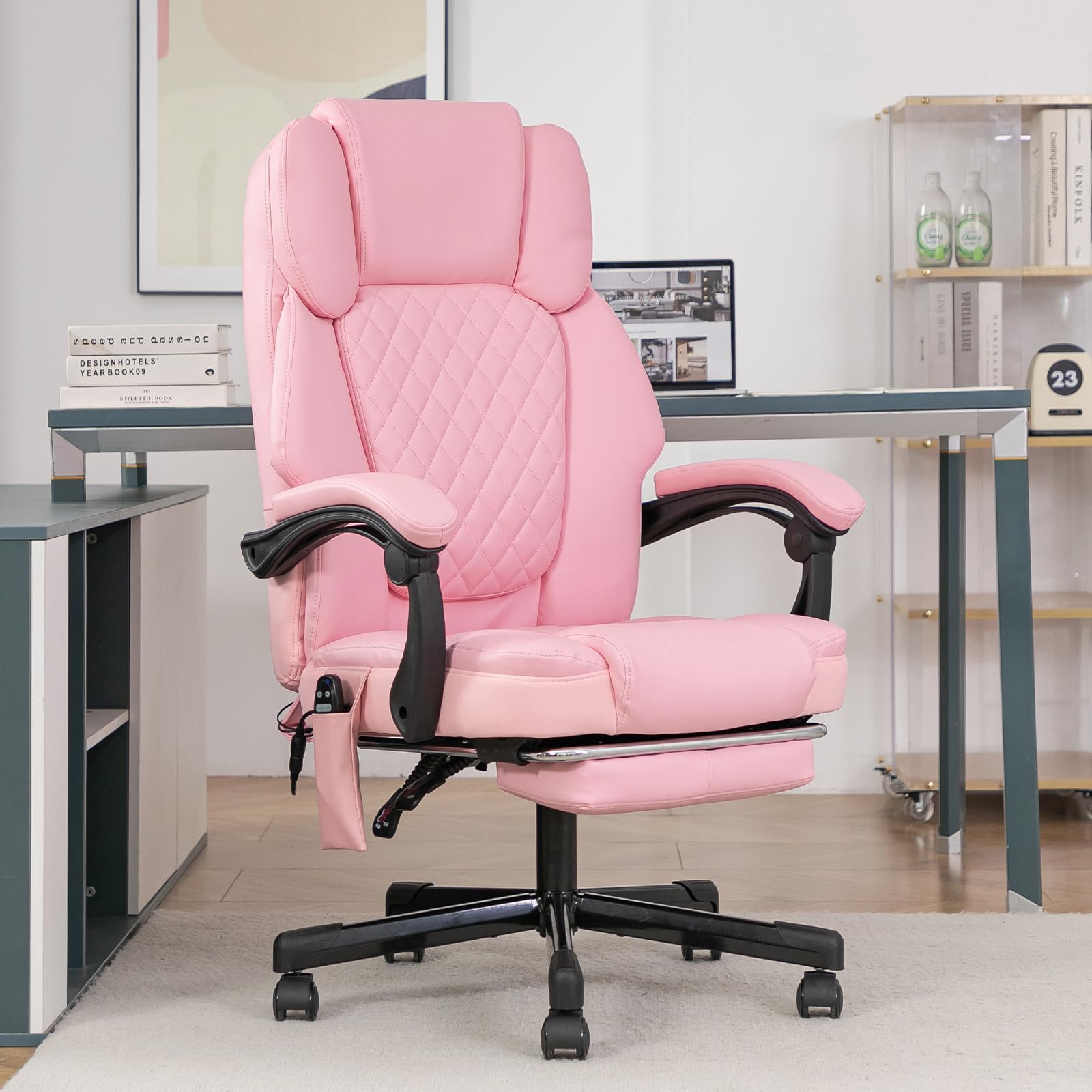 Massage Office Chair with Heat 6 Vibration Points, High Back & Heat, Executive Desk Chair, Big and Tall Office Chair 400lbs, Comfortable Ergonomic Reclining Managerial Chair