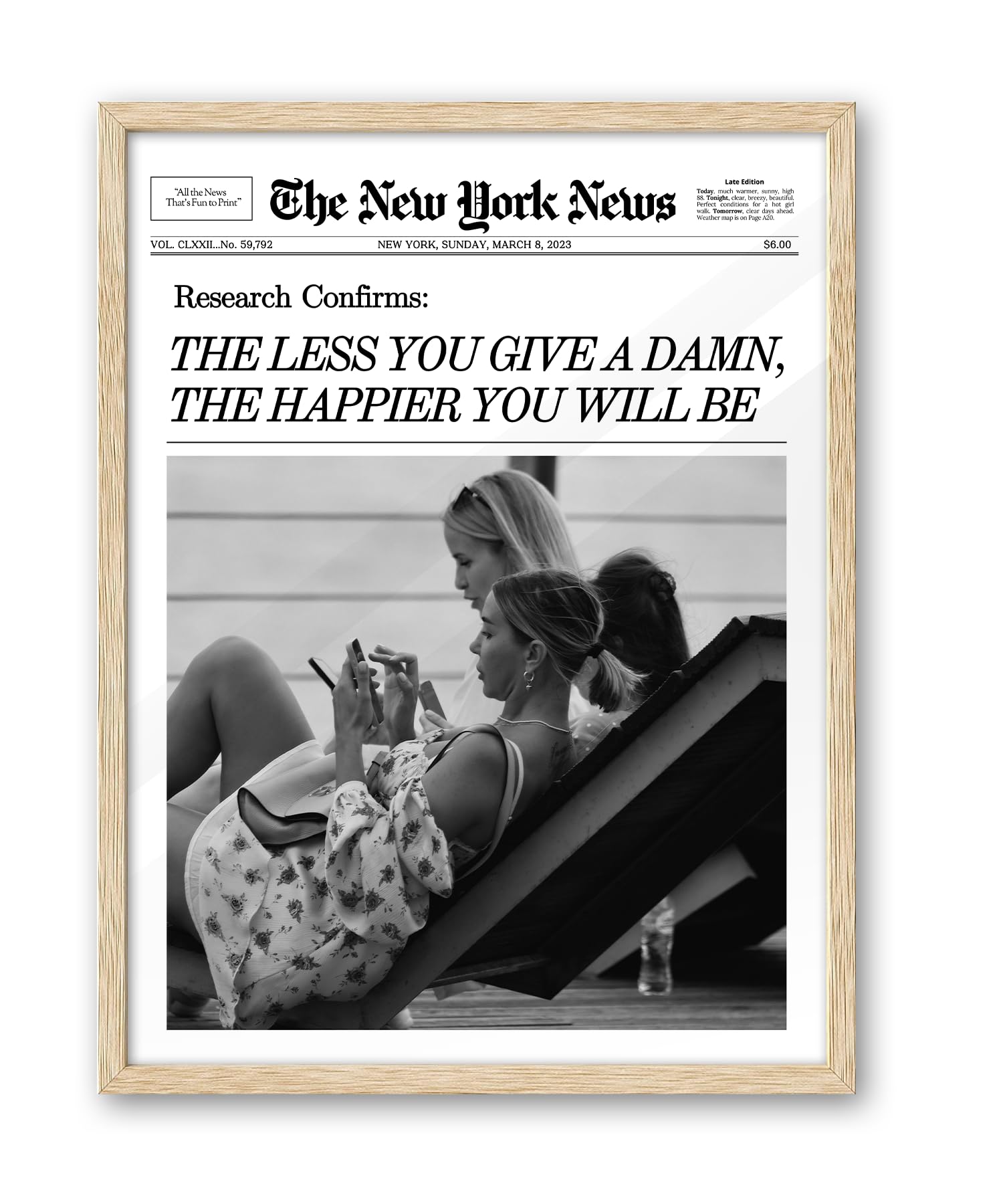 Trendy Retro Newspaper Headline Framed Wall Art, Poster Vintage Canvas Print